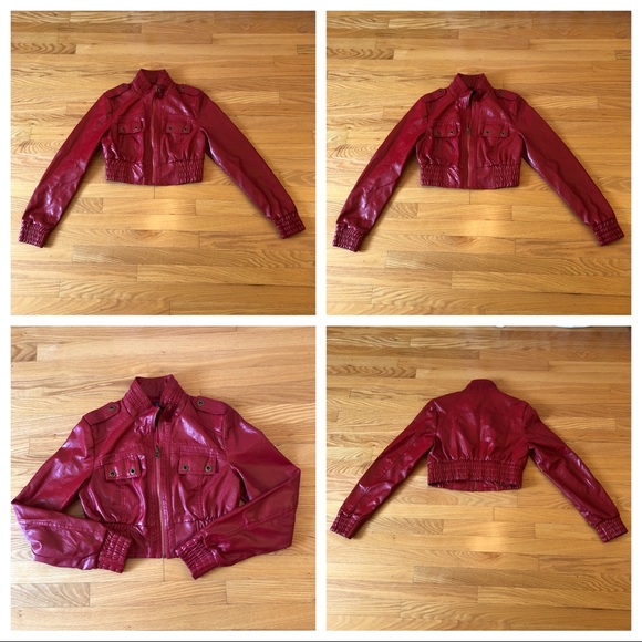 Neu Look Red Faux Leather Moto Jacket - Picture 9 of 12